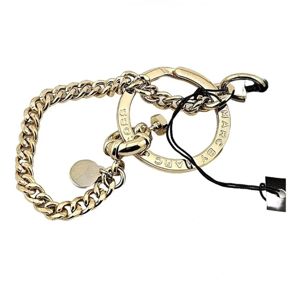 Marc Jacobs Large Signature Black and Gold Keychain NEW